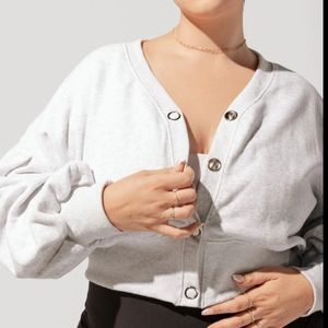 Popflex Belle Cropped Cardigan - Light Heather Grey